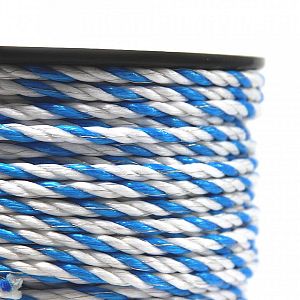 Modro-bílé lano pro elektrický ohradník - detail