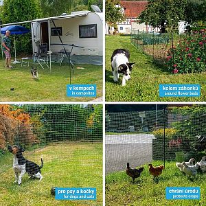 Univerzální zelená ohradníková síť, nevodivá FIX, délka 15 m, výška 90 cm