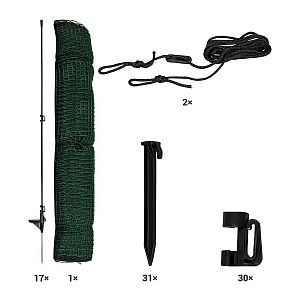 V obsahu balení sítě najdete všechny potřebné komponenty pro snadnou montáž a instalaci