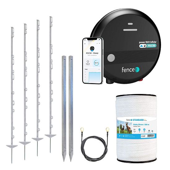 Sada elektrického ohradníku pro koně, poníky, osly a proti lesní zvěři – DUO zdroj LTE – páska 200 m