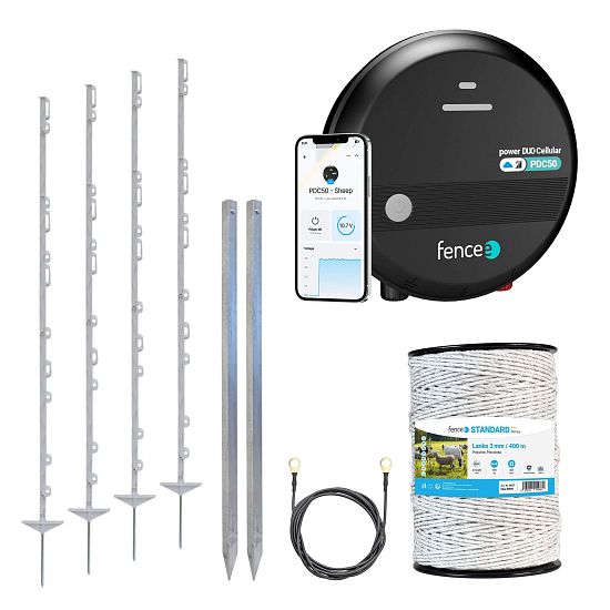 Sada elektrického ohradníku pro skot, ovce, kozy a proti lesní zvěři – LTE zdroj DUO – lanko 400 m