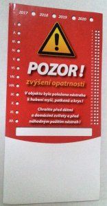 Samolepící cedulka pro umístění na zeď