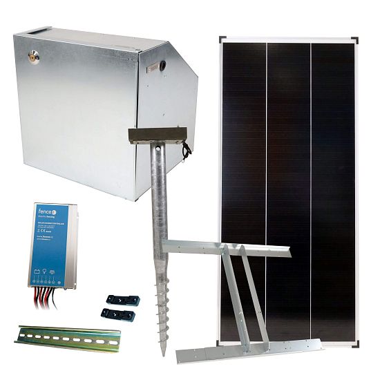 Základní sada na solární ohradník s bezpečnostní schránkou, regulátor 15 A, panel 200 W, konzole